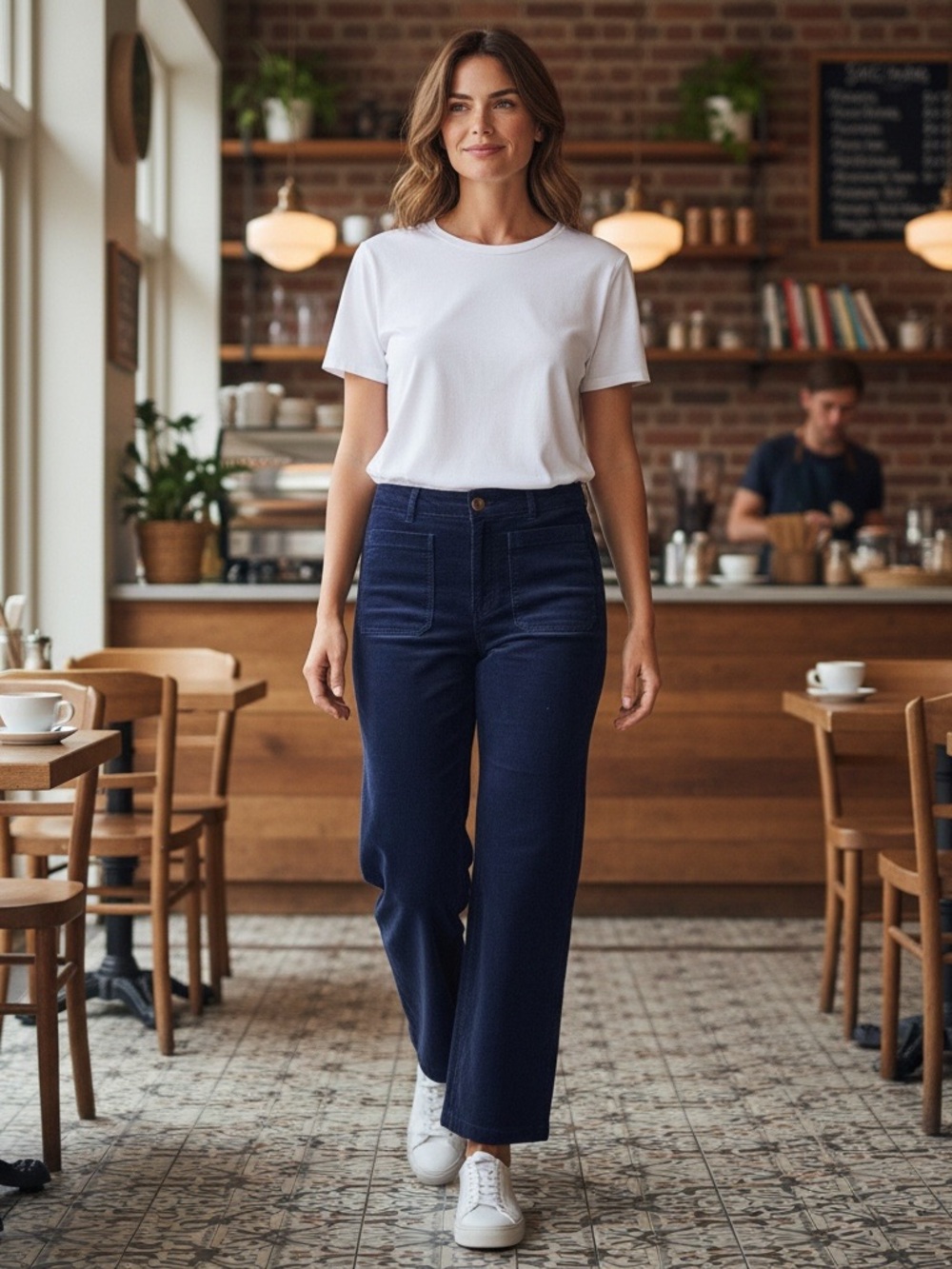 Loft The Palmer Wide Leg Pants High Waist Patch Pocket Office Casual Blue 14